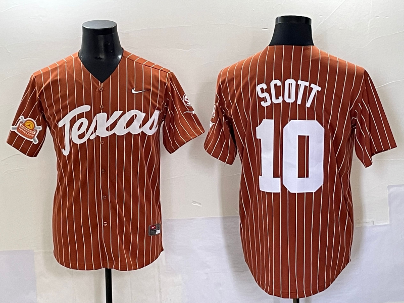 Men Texas Longhorns #10 Scott brown Nike joint Name NCAA 2025 Jersey style 10
